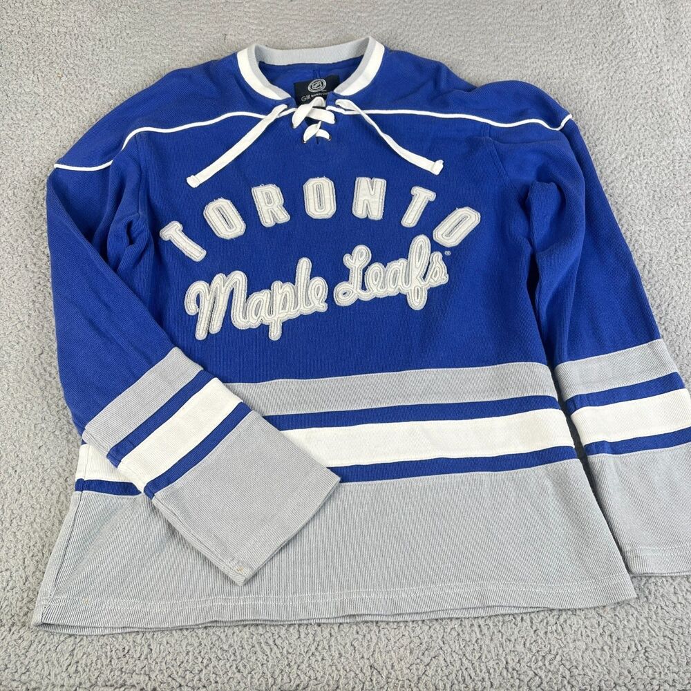 TORONTO MAPLE LEAFS Sweatshirt Womens M G111 Sports Carl Banks Sweater Lace Up